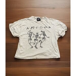 Riot Queen Women's Crop Top White Amigos Short Sleeve Size XS